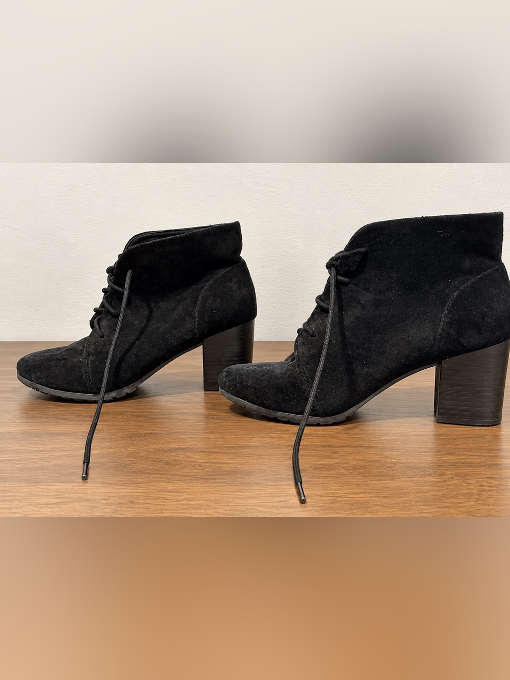 Madden Girl Black Suede Lace-Up Ankle Boots